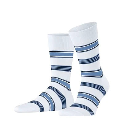 Image of FALKE Men&#039;s Marina Stripe M SO Cotton Patterned 1 Pair Socks, White (White 2000), 7 8
