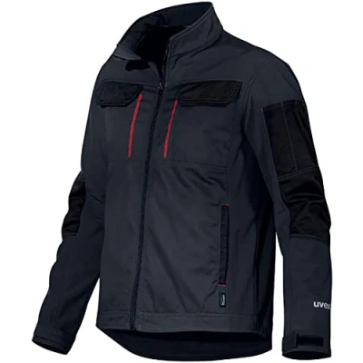 Image of Uvex Tune up Men&#039;s Softshell Work Jacket Breathable &amp; Water Resistant, black/red, M