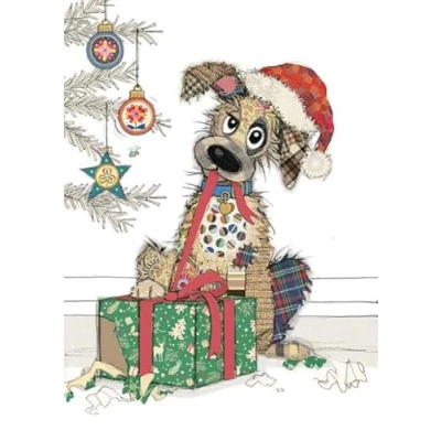 Image of Bug Art Christmas Cards Pack of 8 Mutt Embossed with Foil Details Eco Friendly &amp; Recyclable