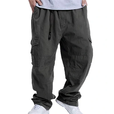 Image of Men/Teen Boys Vintage Hip Hop Baggy Casual Trousers Hipster Style Multiple Pockets Cargo Pants ArmyGreen