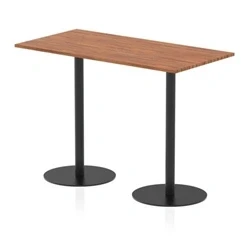 Image of Italia 1600 x 800mm Poseur Rectangular Table Walnut Top 1145mm High Black Leg