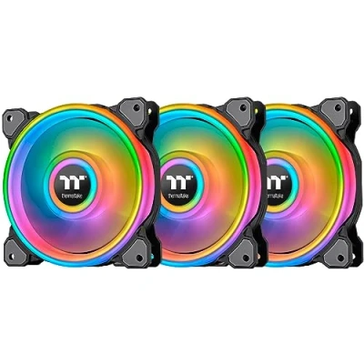 Image of Thermaltake Riing Quad 12 RGB Radiator Fan / 3 Pack With Controller/Low Noise PWM Case 54 LED/NeonMaker Supported Black