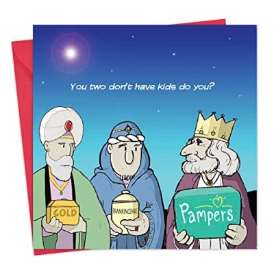 Image of Twizler Merry Christmas Card with Three Wise Men Happy Xmas Funny Womens Mens Female Male