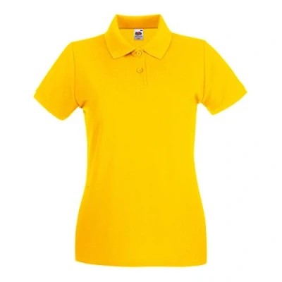 Image of Fruit of the Loom Women&#039;s Polo Shirt Short Sleeve, Womens Men, Sunflower, Small
