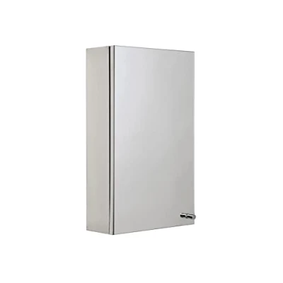Image of Croydex Carra Bathroom Wall Cabinet with Mirror, Stainless Steel Single Mirror Door, Chrome Plated Handle to Prevent Fingerprints, 90 Opening, Fully Assembled &amp; All Fixings Included, 50x30x12cm
