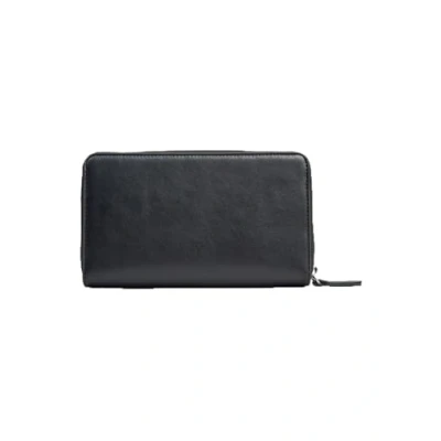 Image of Armani Exchange Women Melrose, Embossed Logo bi fold Wallet, Black, One Size