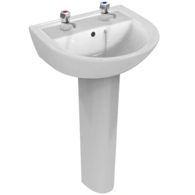 Image of Armitage Shanks Sandringham 21 50cm 2 taphole pedestal washbasin with overflow and chainstay hole E894601