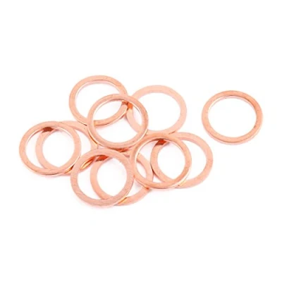 Image of sourcingmap 10pcs 16mm x 12mm 1mm Flat Ring Copper Crush Washer Sealing Gasket Fastener