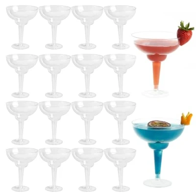 Image of MATANA 30 Elegant Plastic Margarita Cocktail Glasses (360ml / 12oz) Transparent, Sturdy &amp; Reusable Daiquiri Martini for Weddings Birthdays, Christmas Outdoor Parties