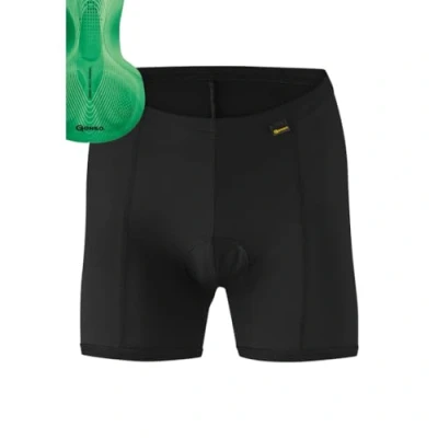 Image of Gonso Sitivo U W Women&#039;s Cycle Briefs, Fits Under All Cycling Shorts, Tights with Green Seat Pad Poron Elements, Tight Fit, Black/Green, Size 46