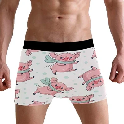 Image of PUXUQU Mens Boxers Shorts Cute Cartoon Pig Pattern Boxer Briefs Underwear for Men Boy