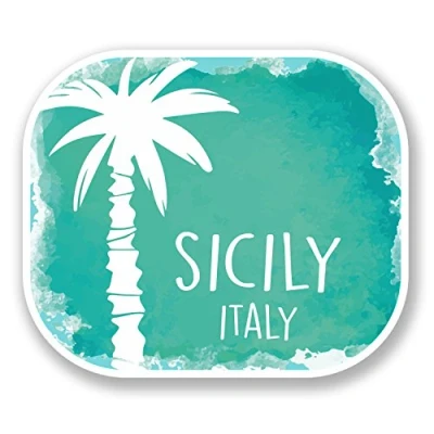 Image of 2 x 10cm Sicily Italy Vinyl Sticker Decal Luggage Travel Laptop Tag Fun #6508 (10cm Wide 8.5cm Tall)