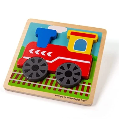 Image of Bigjigs Toys, Chunky Lift Out Puzzle Train, Wooden Shapes Puzzle, Toddler Puzzles, Jigsaw For Kids, Puzzles 1 2 3 year Olds, Toys