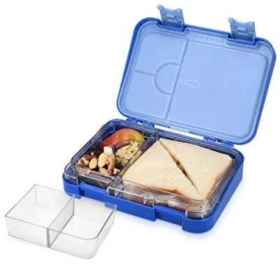 Image of Navaris Bento Box Lunch with 4 to 6 Compartments for On The Go, Meal Prep, Snack Packing Blue