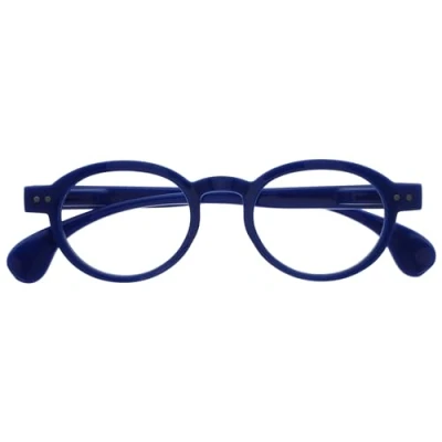 Image of OPULIZE OCA Reading Glasses Modern Retro Round Frame Shiny Blue Mens Womens Spring Hinges R54 3 +1.50