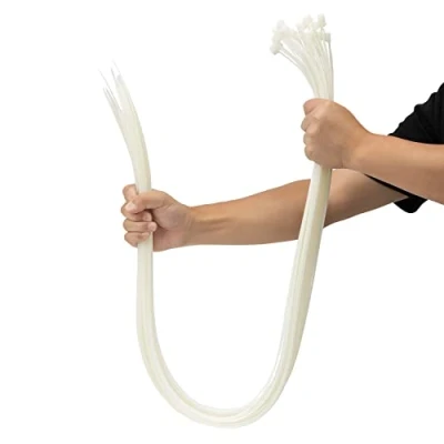 Image of XINGO White Cable Ties Heavy Duty 25 PCS, 1200mm x 9mm Long with 80 KGS Ultra Strong Tensile Strength, Large UV Resistant Extra Tie Wraps for Outdoor Use