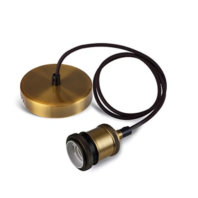 Image of Vintage Pendant Light Fitting Modern Retro Industrial Style E27 Lamp Holder Bronze Ceiling Rose (Bronze Copper)