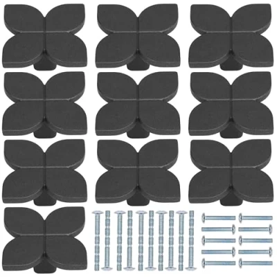 Image of Kurtzy 10 Pack Black Cabinet Door Knobs 42 x 22mm Zinc Alloy Handles with Screws Pull Leaf Drawer Hardware for Kitchen Cupboards, Cabinets, Dressers, Wardrobe