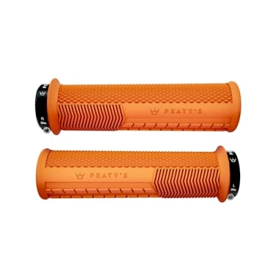 Image of Peaty&#039;s Monarch Grips Orange/Knurl/Thick Race Control, Durable, Ergonomic Finger Bars, Comfort Thumb Pad, All Day Riding, Weather &amp; Terrain, MTB Enduro Downhill Ebike Mountain Bike