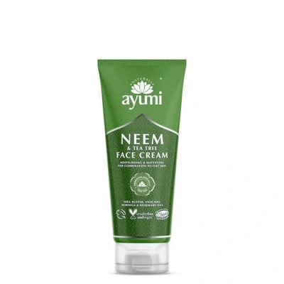 Image of Ayumi Neem &amp; Tea Tree Face Cream, Balanced Blend of Moisturisers Moringa Oil to Maintain Hydration For Prone Skin, With Witch Hazel a Hint Nettle 1 x 100ml