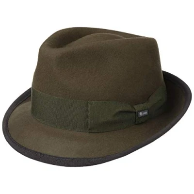 Image of Lipodo The Classic Wool Trilby Felt Hat Women/Men Made in Italy Fedora with Grosgrain Band Winter Autumn Summer Spring S (54 55 cm) Olive