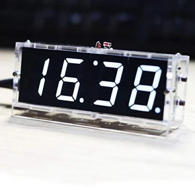 Image of Wincal Electronic DIY Kit Clock 4 digit digital LED Automatically Display Time/Temperature Clock(White)