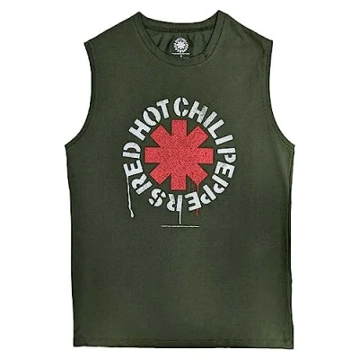 Image of Red Hot Chili Peppers Tank Top Muscle T Shirt Stencil Official Unisex Green XXL