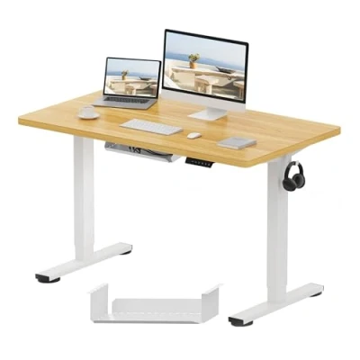 Image of FLEXISPOT Electric Height Adjustable Standing Desk 120 * 60cm Sit Stand Up with Cable Tray Backpack Hook Memory Smart Pannel EF1 SERIES(White Frame+Maple Desktop)