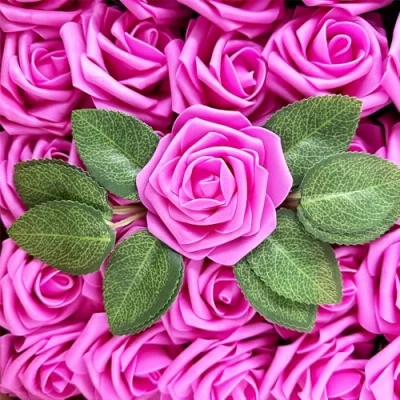 Image of SECALIFE 25 Pieces Artificial Roses red Flowers with stem, Foam rose Fake for Wedding Bouquets Table Centerpieces Valentine&#039;s Day Decor,