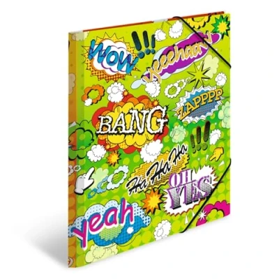 Image of HERMA Collector&#039;s Folders A4 Comic Set, 3 Pieces, Children&#039;s Plastic Corner Folder with Art Motif, Elastic Band, Inner Flaps and Print for Boys Girls