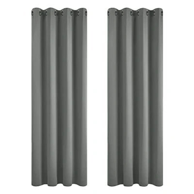 Image of Deconovo Solid Thermal Insulated Blackout Curtains Material Room Darkening Eyelet for Kidsroom 52&quot;x 54&quot; Light Grey 1 PAIR