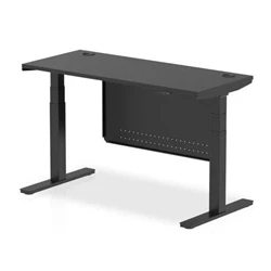 Image of Air 1400x600 Height Adjustable Desk Black CP Leg Modesty Panel
