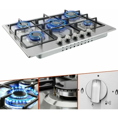 Image of Arebos Stainless Steel Gas Cooker 5 burners 68 cm