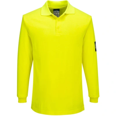 Image of Portwest Modaflame Knit FR Long Sleeve Polo Shirt Yellow 3XL
