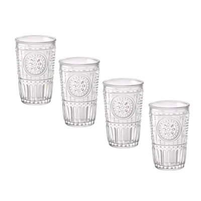 Image of Bormioli Rocco Romantic Water Glass [Set of 4] 10.25 oz Premium Set for Refreshments, Soda &amp; Beverages Italian Quality Glassware, Perfect Dinner Parties, Bars Restaurants