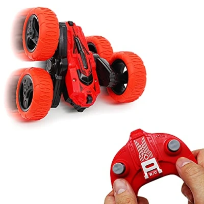 Image of CMJ RC Cars 360 Spin Attack Stunt Car Electric Race Car,Double Sided Rolling Rotation 4WD High Speed Off Road for 6 7 8 12 Year Old boy Toys (Red)