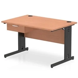 Image of Impulse 1200x800 Desk Beech/Black Cable Managed Leg 1 Dr Fixed Ped