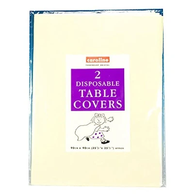 Image of Pack Of 2 IVORY Paper Table Covers (Caroline){90cm x 90cm}