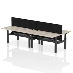 Image of Air B2B 1600x800mm Adjustable 4P Bench Desk CP Grey Oak/Black + Screen