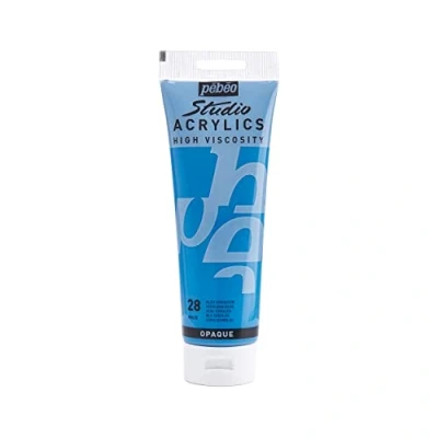 Image of Pébéo 169 028 Studio Acrylics Fine Acrylic Paint Blue Cerulean Blue, 250 ml