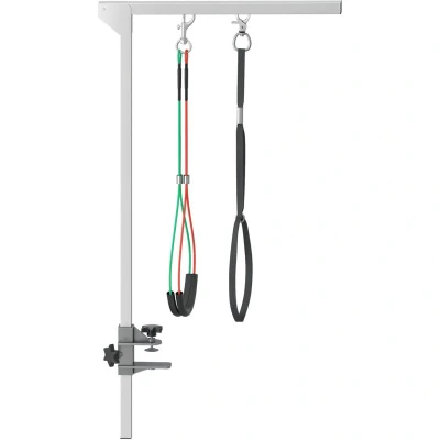 Image of PawHut Foldable Pet Grooming Arm w/Clamp 30 Inch Height Adjustable, Dog Loop, Two No Sit Haunch Holders for Small Medium Dogs, Sliver