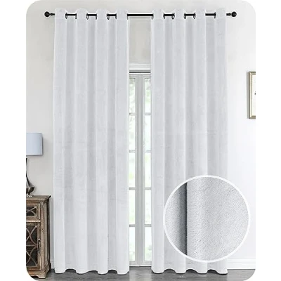 Image of BEAUTEX Velvet Blackout Curtain with Eyelets 140 x 245 cm (Width cm, Height White)