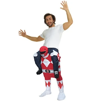 Image of Morph MCPBLPRRE Piggyback Fancy Dress Costume, Red Power Ranger, One Size