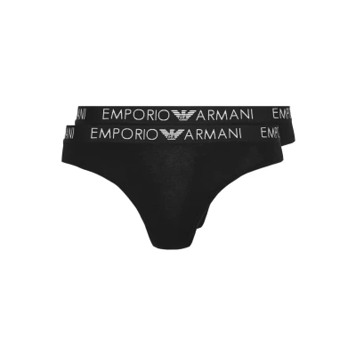 Image of Emporio Armani Thong 2 PACK Thong, Women&#039;s, Size: Small, Nero