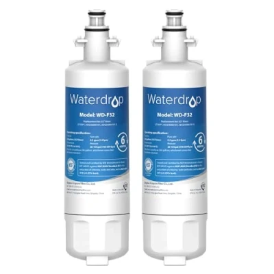 Image of 2X Waterdrop 257760 Fridge Water Filter, Compatible with Panasonic CNRAH 257760, 125950, NR B53V1, B53V1 WB/X1D, BG53V2, BG53VW2, B53V2 XE, B54X1 WB/E; EcoAqua EFF 6032B; AH PCN