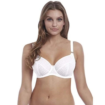 Image of Freya Women&#039;s Starlight Unlined Side Support Lace Underwire Bra Plunge, White, 28GG US