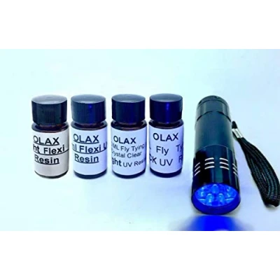 Image of 40ml Light, Thick, Flexible, Light Flexible UV Glue, Resin in bottle for Fly Tying, 9 LED Torch curing