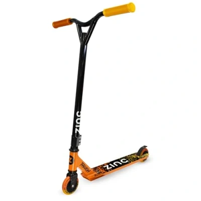 Image of Zinc Thrash Stunt Scooter for Kids Ages 8 12 Lightweight 2.92kg Aluminium Frame with 100mm PU Wheels &amp; ABEC 9 Bearings Smooth Riding Trick Pro Seagull Bars