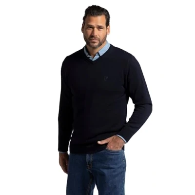 Image of JP 1880 Men&#039;s V Neck Jumper Sweater, Dark Navy, L Tall