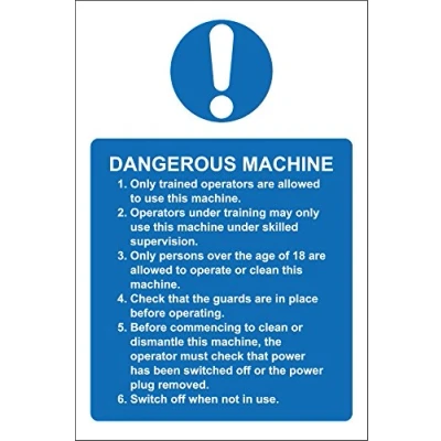 Image of Dangerous Machine Safety Sign 1.2mm Rigid Plastic 300mm x 200mm